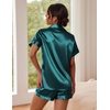 image:imageEkouaer Pajamas for Women Set Silk Satin Pjs Button Down Sleepwear Summer Loungewear Top and Shorts Lounge Set SXXLDark Green