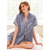image:imageEkouaer Pajamas for Women Set Silk Satin Pjs Button Down Sleepwear Summer Loungewear Top and Shorts Lounge Set SXXLGrey