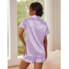 image:imageEkouaer Pajamas for Women Set Silk Satin Pjs Button Down Sleepwear Summer Loungewear Top and Shorts Lounge Set SXXLLilac