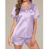 image:imageEkouaer Pajamas for Women Set Silk Satin Pjs Button Down Sleepwear Summer Loungewear Top and Shorts Lounge Set SXXLLilac