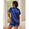 image:imageEkouaer Pajamas for Women Set Silk Satin Pjs Button Down Sleepwear Summer Loungewear Top and Shorts Lounge Set SXXLNavy