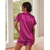 image:imageEkouaer Pajamas for Women Set Silk Satin Pjs Button Down Sleepwear Summer Loungewear Top and Shorts Lounge Set SXXLPitaya Purple