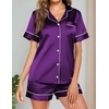 image:imageEkouaer Pajamas for Women Set Silk Satin Pjs Button Down Sleepwear Summer Loungewear Top and Shorts Lounge Set SXXLPurple