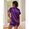 image:imageEkouaer Pajamas for Women Set Silk Satin Pjs Button Down Sleepwear Summer Loungewear Top and Shorts Lounge Set SXXLPurple