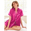 image:imageEkouaer Pajamas for Women Set Silk Satin Pjs Button Down Sleepwear Summer Loungewear Top and Shorts Lounge Set SXXLRose