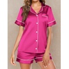 image:imageEkouaer Pajamas for Women Set Silk Satin Pjs Button Down Sleepwear Summer Loungewear Top and Shorts Lounge Set SXXLRose