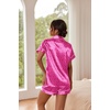image:imageEkouaer Pajamas for Women Set Silk Satin Pjs Button Down Sleepwear Summer Loungewear Top and Shorts Lounge Set SXXLRose Leopard