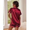 image:imageEkouaer Pajamas for Women Set Silk Satin Pjs Button Down Sleepwear Summer Loungewear Top and Shorts Lounge Set SXXLWine