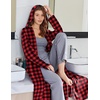 image:imageEkouaer Robe for Women Zipper Robe Loungewear Full Length Sleepwear Pockets Housecoat Casual Straight Robe SXXLRed Black Plaid
