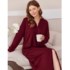image:imageEkouaer Robe for Women Zipper Robe Loungewear Full Length Sleepwear Pockets Housecoat Casual Straight Robe SXXLWine Red