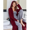 image:imageEkouaer Robe for Women Zipper Robe Loungewear Full Length Sleepwear Pockets Housecoat Casual Straight Robe SXXLWine Red