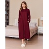 image:imageEkouaer Robe for Women Zipper Robe Loungewear Full Length Sleepwear Pockets Housecoat Casual Straight Robe SXXLWine Red