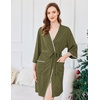 image:imageEkouaer Robes for Women Ribbed Knit Bathrobe Soft Lightweight Knee Length Kimono Robe Ladies Sleepwear with Pockets SXXLArmy Green