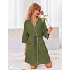 image:imageEkouaer Robes for Women Ribbed Knit Bathrobe Soft Lightweight Knee Length Kimono Robe Ladies Sleepwear with Pockets SXXLArmy Green