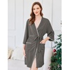 image:imageEkouaer Robes for Women Ribbed Knit Bathrobe Soft Lightweight Knee Length Kimono Robe Ladies Sleepwear with Pockets SXXLDark Grey