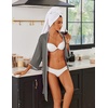 image:imageEkouaer Robes for Women Ribbed Knit Bathrobe Soft Lightweight Knee Length Kimono Robe Ladies Sleepwear with Pockets SXXLDark Grey