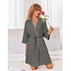 image:imageEkouaer Robes for Women Ribbed Knit Bathrobe Soft Lightweight Knee Length Kimono Robe Ladies Sleepwear with Pockets SXXLDark Grey