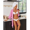 image:imageEkouaer Robes for Women Ribbed Knit Bathrobe Soft Lightweight Knee Length Kimono Robe Ladies Sleepwear with Pockets SXXLGray Purple