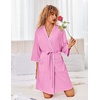 image:imageEkouaer Robes for Women Ribbed Knit Bathrobe Soft Lightweight Knee Length Kimono Robe Ladies Sleepwear with Pockets SXXLGray Purple
