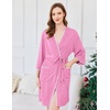 image:imageEkouaer Robes for Women Ribbed Knit Bathrobe Soft Lightweight Knee Length Kimono Robe Ladies Sleepwear with Pockets SXXLGray Purple