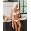 image:imageEkouaer Robes for Women Ribbed Knit Bathrobe Soft Lightweight Knee Length Kimono Robe Ladies Sleepwear with Pockets SXXLKhaki