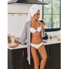 image:imageEkouaer Robes for Women Ribbed Knit Bathrobe Soft Lightweight Knee Length Kimono Robe Ladies Sleepwear with Pockets SXXLLight Grey