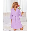 image:imageEkouaer Robes for Women Ribbed Knit Bathrobe Soft Lightweight Knee Length Kimono Robe Ladies Sleepwear with Pockets SXXLPurple