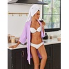 image:imageEkouaer Robes for Women Ribbed Knit Bathrobe Soft Lightweight Knee Length Kimono Robe Ladies Sleepwear with Pockets SXXLPurple