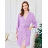 image:imageEkouaer Robes for Women Ribbed Knit Bathrobe Soft Lightweight Knee Length Kimono Robe Ladies Sleepwear with Pockets SXXLPurple