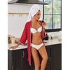 image:imageEkouaer Robes for Women Ribbed Knit Bathrobe Soft Lightweight Knee Length Kimono Robe Ladies Sleepwear with Pockets SXXLRed
