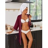 image:imageEkouaer Robes for Women Ribbed Knit Bathrobe Soft Lightweight Knee Length Kimono Robe Ladies Sleepwear with Pockets SXXLWine Red