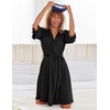 image:imageEkouaer Robes for Women Short Knit Bathrobe Lightweight Sexy Lace Sleepwear Soft Knee Length LoungewearAblack