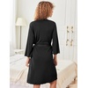 image:imageEkouaer Robes for Women Short Knit Bathrobe Lightweight Sexy Lace Sleepwear Soft Knee Length LoungewearAblack