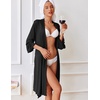 image:imageEkouaer Robes for Women Short Knit Bathrobe Lightweight Sexy Lace Sleepwear Soft Knee Length LoungewearAblack