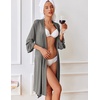 image:imageEkouaer Robes for Women Short Knit Bathrobe Lightweight Sexy Lace Sleepwear Soft Knee Length LoungewearAdark Grey
