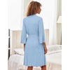 image:imageEkouaer Robes for Women Short Knit Bathrobe Lightweight Sexy Lace Sleepwear Soft Knee Length LoungewearAlight Blue
