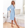 image:imageEkouaer Robes for Women Short Knit Bathrobe Lightweight Sexy Lace Sleepwear Soft Knee Length LoungewearAlight Blue