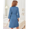 image:imageEkouaer Robes for Women Short Knit Bathrobe Lightweight Sexy Lace Sleepwear Soft Knee Length LoungewearAnavy