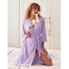 image:imageEkouaer Robes for Women Short Knit Bathrobe Lightweight Sexy Lace Sleepwear Soft Knee Length LoungewearApurple