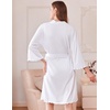 image:imageEkouaer Robes for Women Short Knit Bathrobe Lightweight Sexy Lace Sleepwear Soft Knee Length LoungewearAwhite
