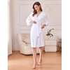 image:imageEkouaer Robes for Women Short Knit Bathrobe Lightweight Sexy Lace Sleepwear Soft Knee Length LoungewearAwhite