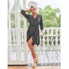 image:imageEkouaer Robes for Women Short Knit Bathrobe Lightweight Sexy Lace Sleepwear Soft Knee Length LoungewearDeep Gray