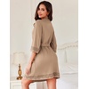 image:imageEkouaer Robes for Women Short Knit Bathrobe Lightweight Sexy Lace Sleepwear Soft Knee Length LoungewearKhaki