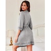 image:imageEkouaer Robes for Women Short Knit Bathrobe Lightweight Sexy Lace Sleepwear Soft Knee Length LoungewearLight Gray