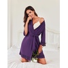 image:imageEkouaer Robes for Women Short Knit Bathrobe Lightweight Sexy Lace Sleepwear Soft Knee Length LoungewearPurple