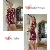 image:imageEkouaer Robes for Women Short Knit Bathrobe Lightweight Sexy Lace Sleepwear Soft Knee Length LoungewearRed Flower