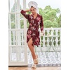 image:imageEkouaer Robes for Women Short Knit Bathrobe Lightweight Sexy Lace Sleepwear Soft Knee Length LoungewearRed Flower