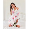 image:imageEkouaer Robes for Women Short Knit Bathrobe Lightweight Sexy Lace Sleepwear Soft Knee Length LoungewearWhite Flower