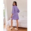 image:imageEkouaer Robes for Women Waffle Knee Length Bathrobe Lightweight Soft Sleepwear V neck 34 Casual Ladies Loungewear SXXLPurple