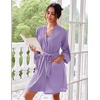image:imageEkouaer Robes for Women Waffle Knee Length Bathrobe Lightweight Soft Sleepwear V neck 34 Casual Ladies Loungewear SXXLPurple